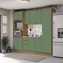 Ver imagem 1 de Cozinha Compacta Celeste Kappesberg 100% Mdf Nogueira/verde 240cm