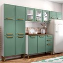 Ver imagem 1 de Cozinha Completa 100% Aço 14 Portas 2 Gavetas Bella Bertolini - Verde/branco