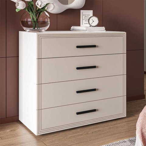 Cômoda Valência 4 Gavetas Branco/creme - Politorno