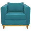 Ver imagem 6 de Kit Sofá 2 Lugares e 2 Poltronas Europa Suede Azul Turquesa Doce Sonho Móveis