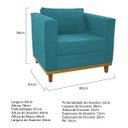 Ver imagem 5 de Kit Sofá 2 Lugares e 2 Poltronas Europa Suede Azul Turquesa Doce Sonho Móveis