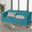 Ver imagem 2 de Kit Sofá 2 Lugares e 2 Poltronas Europa Suede Azul Turquesa Doce Sonho Móveis