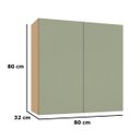 Ver imagem 4 de Kit Armário Aéreo e Balcão 100% MDF 80 cm 2 Portas Lótus Carvalho/Verde