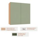 Ver imagem 2 de Kit Armário Aéreo e Balcão 100% MDF 80 cm 2 Portas Lótus Carvalho/Verde