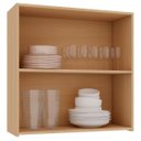 Ver imagem 6 de Kit Armário Aéreo e Balcão 100% MDF 80 cm 2 Portas Lótus Carvalho/Verde