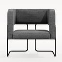 Ver imagem 6 de Kit 02 Poltronas Decorativas Scarlett D02 Base de Aço Preto Linho Cinza Escuro C-416 - Lyam Decor