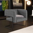 Ver imagem 2 de Kit 02 Poltronas Decorativas Scarlett D02 Base de Aço Preto Linho Cinza Escuro C-416 - Lyam Decor