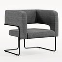 Ver imagem 3 de Kit 02 Poltronas Decorativas Scarlett D02 Base de Aço Preto Linho Cinza Escuro C-416 - Lyam Decor