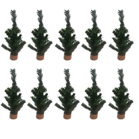 Kit C/10 Enfeite Natal Mini Árvore 25cm Pinheiro de Mesa