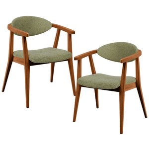 Kit 02 Poltronas Decorativas para Sala de Estar Cecília L02 Bouclê Oliva - Lyam Decor