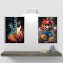 Ver imagem 2 de Kit 2 Quadros Quarto Menino Rock e Gamer 45x34cm - com Vidro:moldura Preta