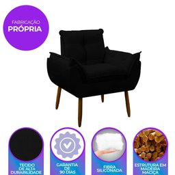 Poltrona Decorativa Sala de Estar Escritório Quarto Prime Cor: Preto - 3