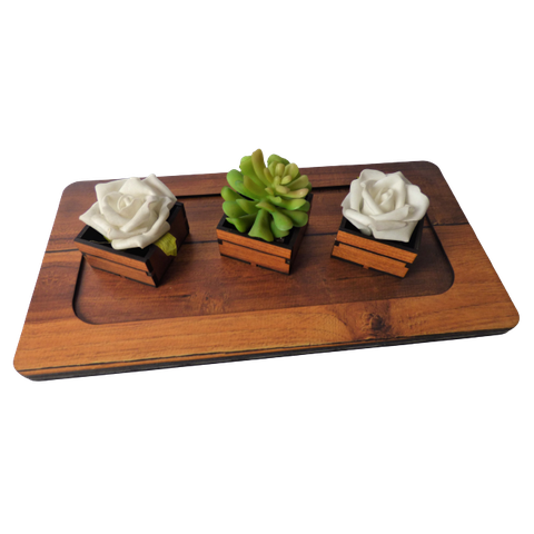 Bandeja decorativa e cachepot em MDF