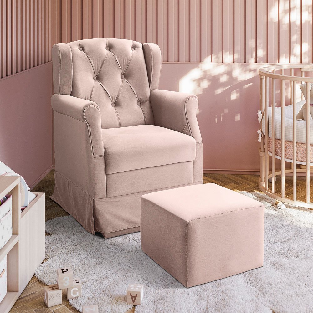 Poltrona Cadeira de Amamentação Balanço + Puff Ternura Veludo - Star Confort - 2