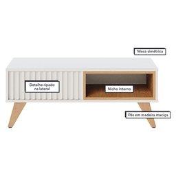 Mesa de Centro Jeri com Painel Suspenso para Tv Tocantins 1.6 Off White Freijó – Colibri - 3