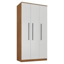 Ver imagem 2 de Guarda-roupa Solteiro Lugano 3 Portas 2 Gavetas Nogal/branco - Hecol Móveis