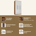 Ver imagem 5 de Guarda-roupa Solteiro Lugano 3 Portas 2 Gavetas Nogal/branco - Hecol Móveis