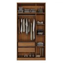 Ver imagem 3 de Guarda-roupa Solteiro Lugano 3 Portas 2 Gavetas Nogal/branco - Hecol Móveis