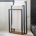 Ver imagem 2 de Toalheiro de Chão para Banheiro Glam Base de Madeira D09 Preto - Mpozenato