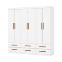 Ver imagem 1 de Guarda Roupa Dallas 6 Portas sem Espelho Central 6 Gavetas Carioca Moveis Branco