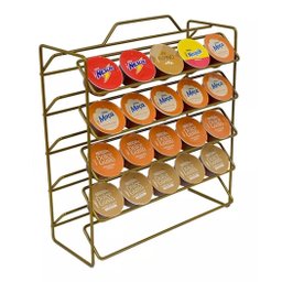 Porta 50 Cápsulas de Café Suporte Organizador Dolce Gusto Aramado Aço Dourado - 3