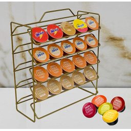 Porta 50 Cápsulas de Café Suporte Organizador Dolce Gusto Aramado Aço Dourado - 1