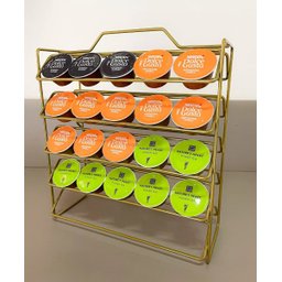 Porta 50 Cápsulas de Café Suporte Organizador Dolce Gusto Aramado Aço Dourado - 2