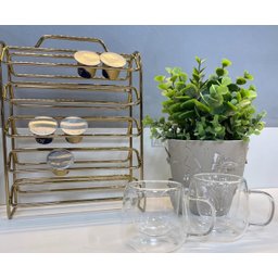 Porta 50 Cápsulas de Café Suporte Organizador Dolce Gusto Aramado Aço Dourado - 4
