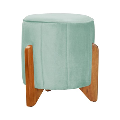 Puff Jade Pés em Madeira Veludo Cores - DS Estofados - Acqua