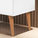 Ver imagem 4 de Mesa de Cabeceira Mad 3 Gavetas Estilo Retrô com Pés em Madeira Cor Branco Jm