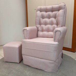 Poltrona de amamentação Eloísa com balanço e puff linho rosé 196