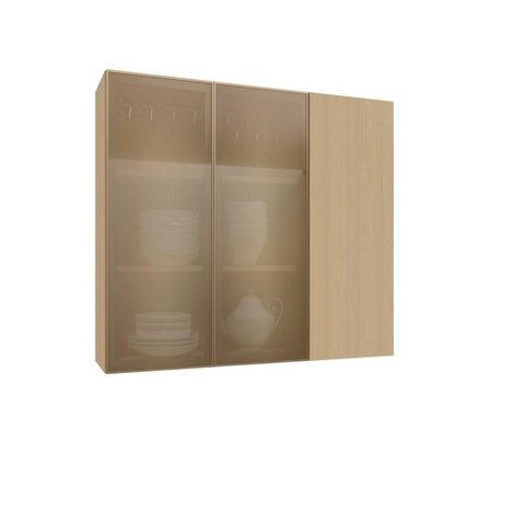 Armário Aéreo Domus 120cm 3 Portas MDF-MDP Giratória Carvalho UV Luciane Móveis