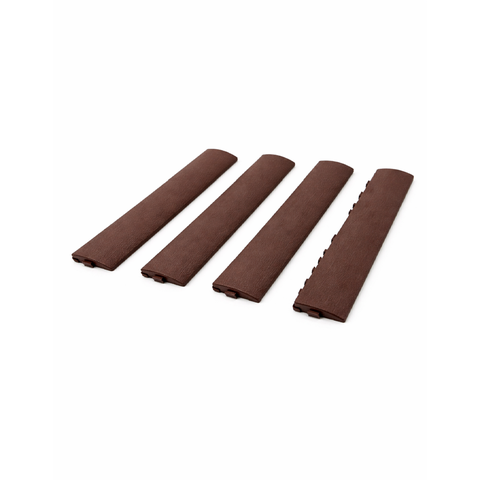 Kit 4 Peças Acabamento de Deck Plástico Rampa Jardim Quintal Marrom