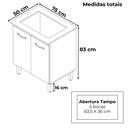 Ver imagem 3 de Balcao com Tampo 75 Cm para Cooktop 5 Bocas 9255 Branco Mobbs