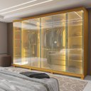 Ver imagem 1 de Guarda Roupa Casal Cumaru 6 Portas Reflecta com LED com Pé Yescasa Naturalle