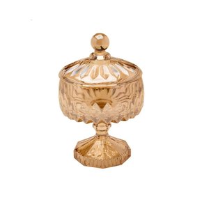 Bomboniere de Cristal C/ Pé Louise Âmbar 11x18cm - Wolff