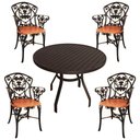 Ver imagem 1 de 4 Cadeiras e Mesa Tampo Ripado Aluminio para Cozinha Jantar Piscina Jardim Marrom