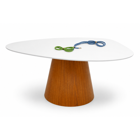 Mesa de Jantar Prune Laca Branca 100x88cm Cone Freijó