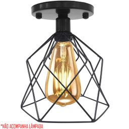 3 Lustres Teto Plafon Industrial Aramado Cálice Retrô Luminária Sobrepor Vintage Preto Agp - 4