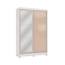 Ver imagem 1 de Guarda Roupa Solteiro 2 Portas de Correr e 2 Gavetas C/espelho e Pés N571 Branco/macadamia -