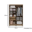 Ver imagem 3 de Guarda Roupa Solteiro 2 Portas de Correr e 2 Gavetas C/espelho e Pés N571 Branco/macadamia -