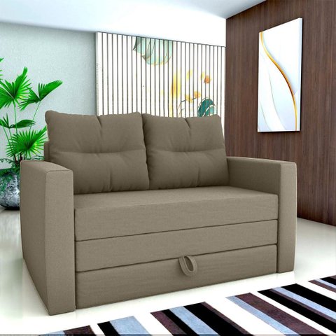 Sofá Cama 2 Lugares Casal 1,50 Mts Veludo Luma Matrix Cor:veludo Turkey Capuccino