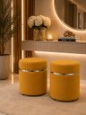 Ver imagem 4 de Puff Superior Prata, Cor Amarelo Veludo - Let Móveis