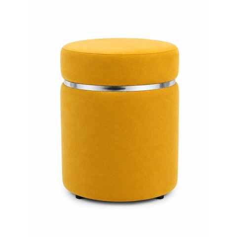Puff Superior Prata, Cor Amarelo Veludo - Let Móveis