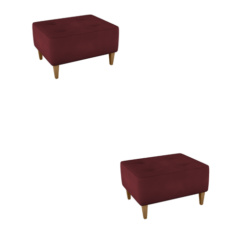 Kit 2 Puff Decorativo Piva Suede Vinho
