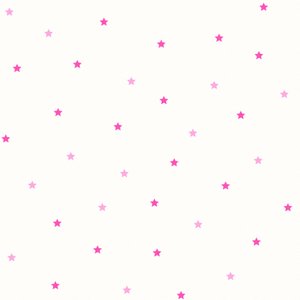 Papel de Parede Fofura Baby Estrelas Rosa Fundo Branco FF4049