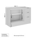 Ver imagem 3 de Balcão 2 Portas 3 Gavetas 120cm sem Tampo Soho CabeCasa MadeiraOriginals Branco