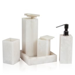 Conjunto Banheiro 5 Pçs Resina Madrepérola Fosco - 1