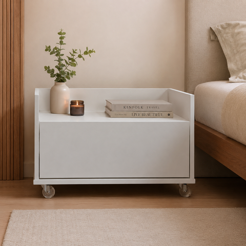 Gabinete Multifuncional 60cm com 1 Gaveta e Rodízios em Mdf Branco - Pea Móveis