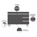 Ver imagem 2 de Balcão Gabinete de Pia sem Tampo 100cm 2 Portas 3 Gavetas Andréia - Ajl Móveis Cor Cinza